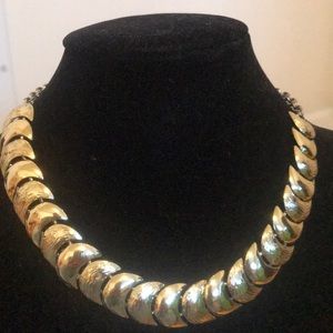 Vintage Chunky Gold Tone Moon Shape Choker